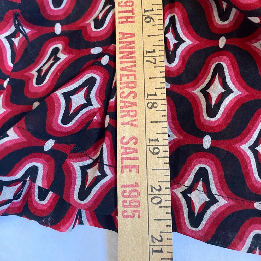 Womens Art Deco All Over Geometric Pattern Drape Collar Wrap Blouse Medium Boho - Picture 13 of 16